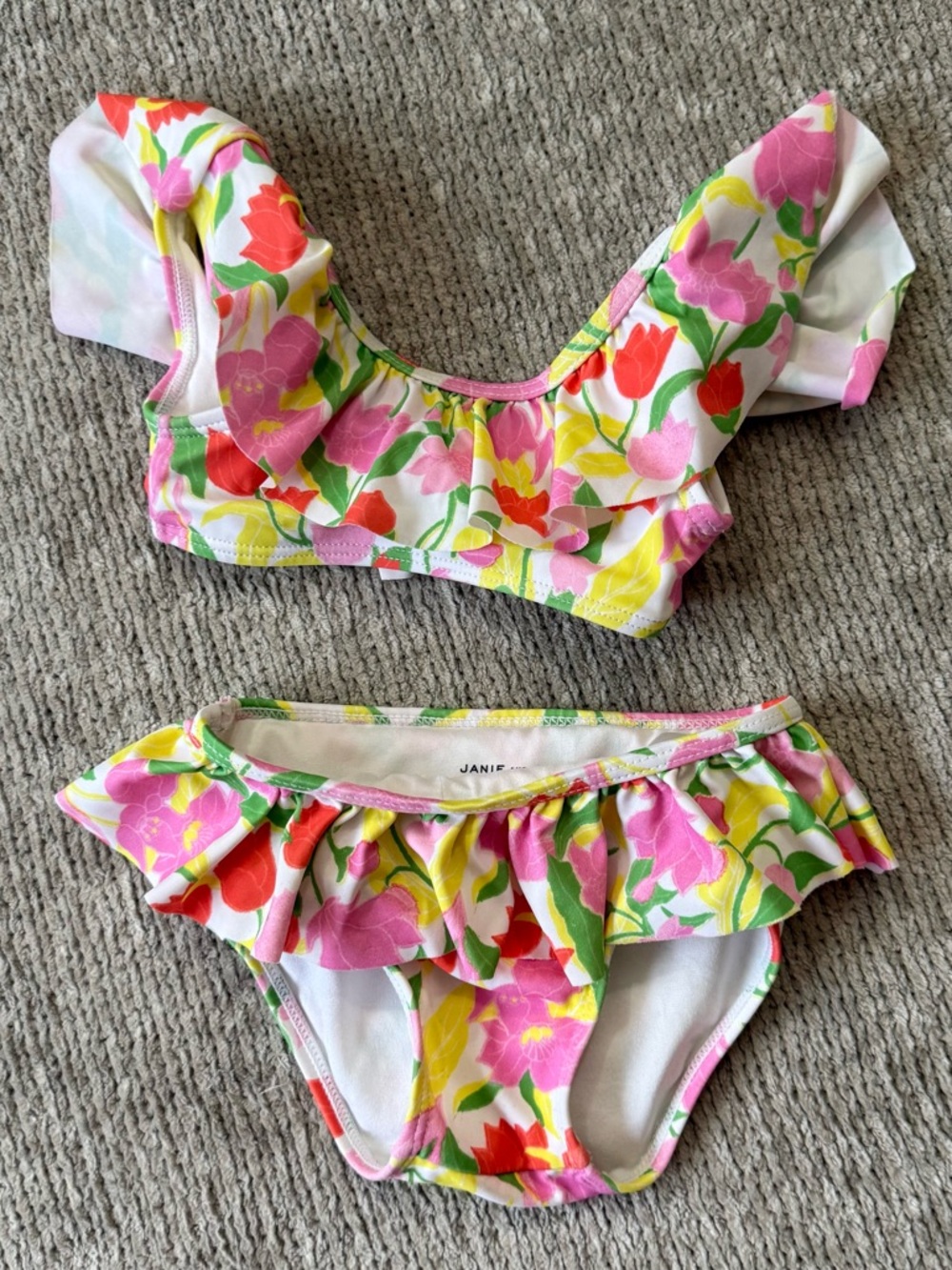 Janie And Jack Floral Ruffle Bikini Set 12-18 Months